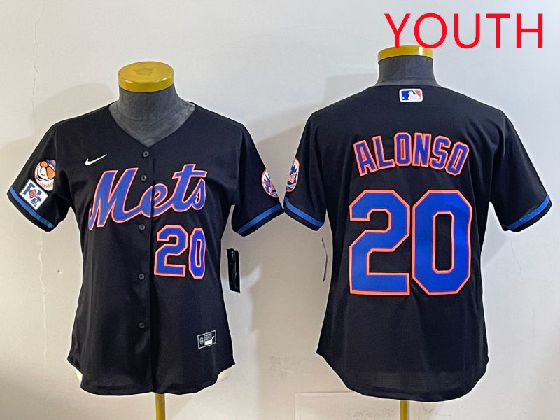 Youth 2025 New York Mets 20 Alonso Black Game Nike MLB Jersey style 12
